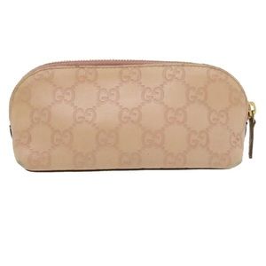 GUCCI Guccissima Pouch Leather Pink Auth yk4897